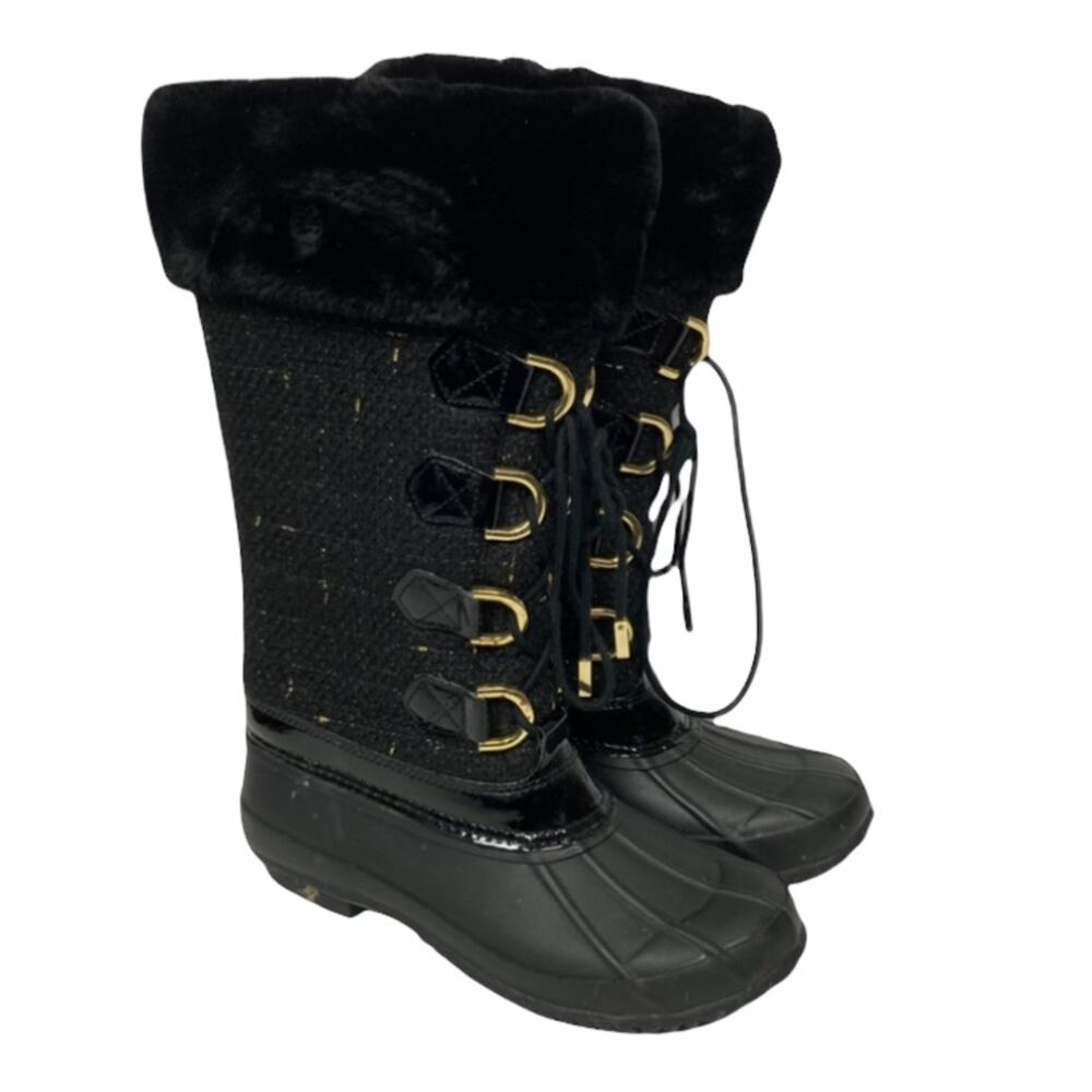 INC International Concepts Lorinah Black Tweed Winter Boots Sz 8